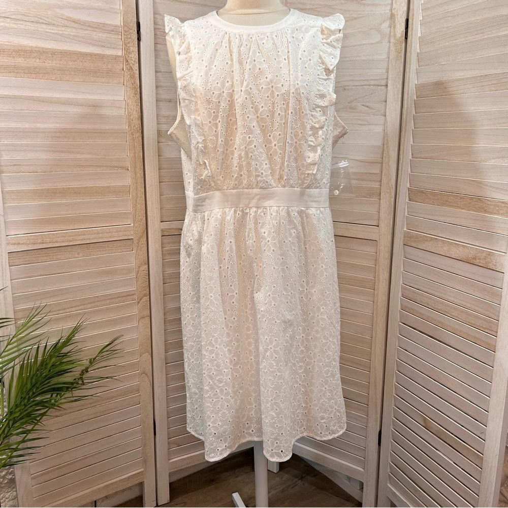 Modcloth White Eyelet Sleeveless Midi Dress 14